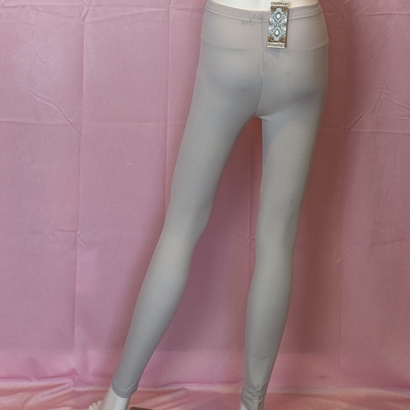 Boohoo Tie Waist Ribbed Jersey Lounge Leggings in Ice Purple Gray size 4 - Picture 4 of 7